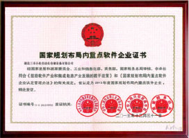 国家规划布局内重点软件企业证书